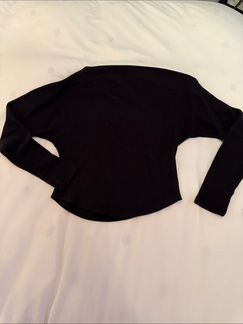 We The Free Black Long Sleeve Boatneck Top